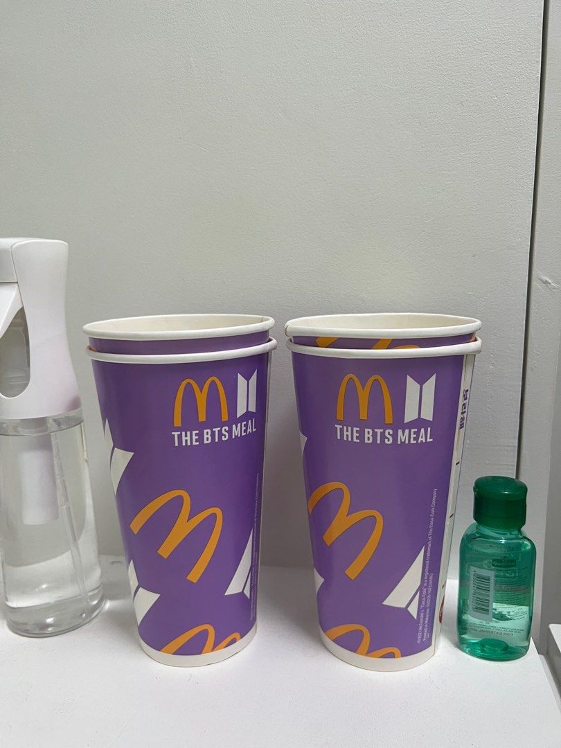BTS Mcdo JUMBO cups from Singapore (Category: Other Food & Drinks) located in Quezon City. Submitted by bubbleglam_ (Listing ID 1194633500, Image 2). Description: 150/cup.