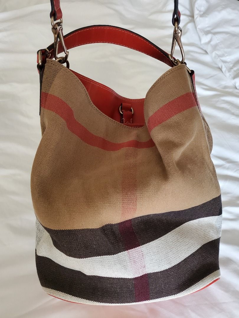 Burberry susanna checked online canvas hobo bag