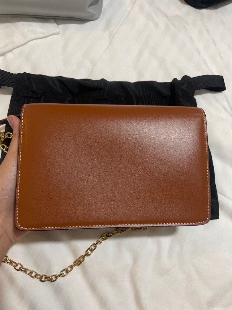 Celine Maillon Triomphe Wallet On Chain - Brown Crossbody Bags