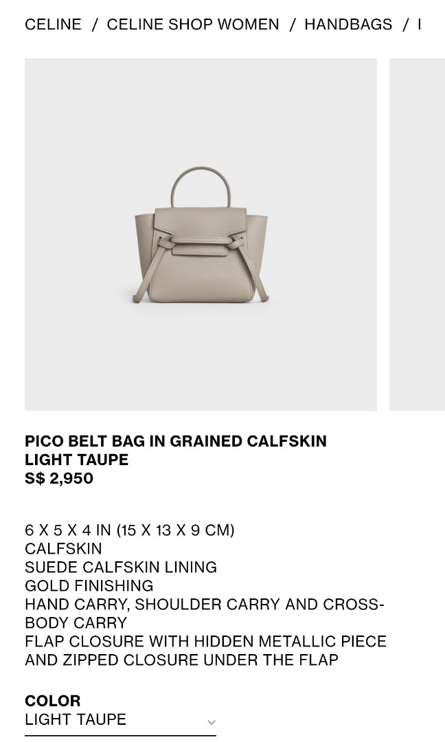 REDUCED Celine Pico Belt Bag, in light taupe, Luxury, Bags & Wallets on ...