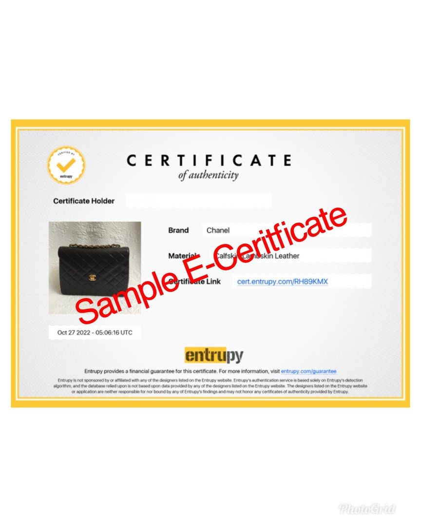 1 Certificate of Authentication with Entrupy ™ – Mastro Luxe South