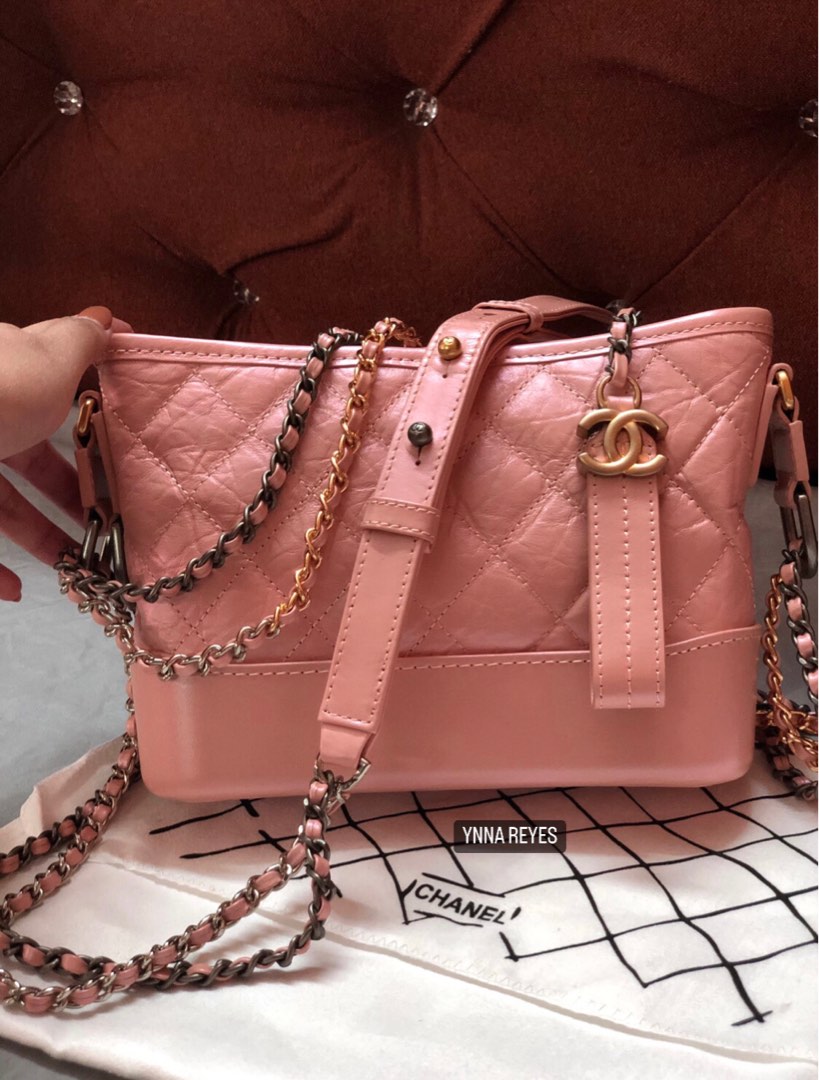 Chanel Small Gabrielle Hobo Iridescent Pink Aged Calfskin Mixed Hardwa   Coco Approved Studio