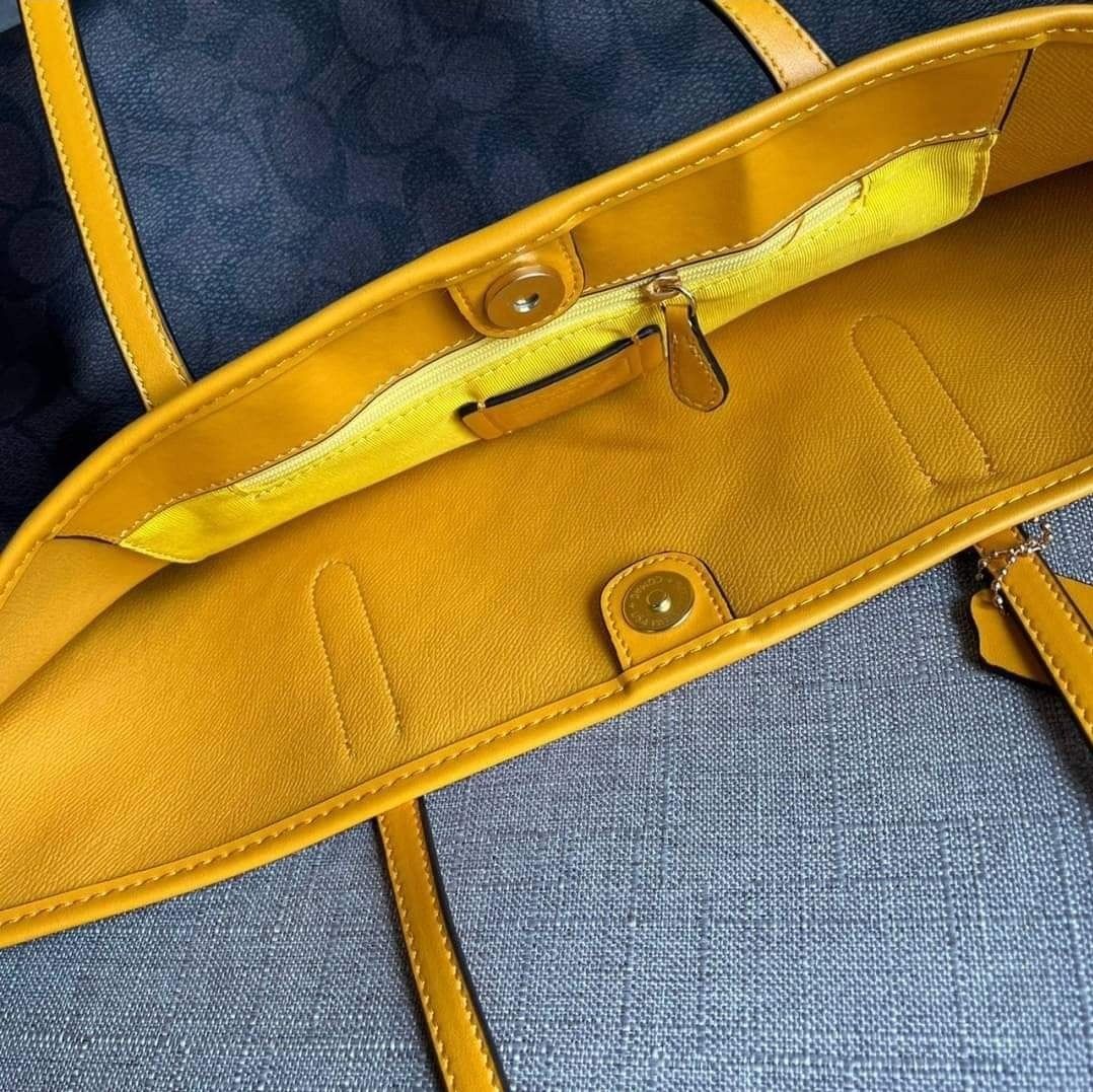 Coach City Tote in Signature Canvas with Varsity Motif Yellow for