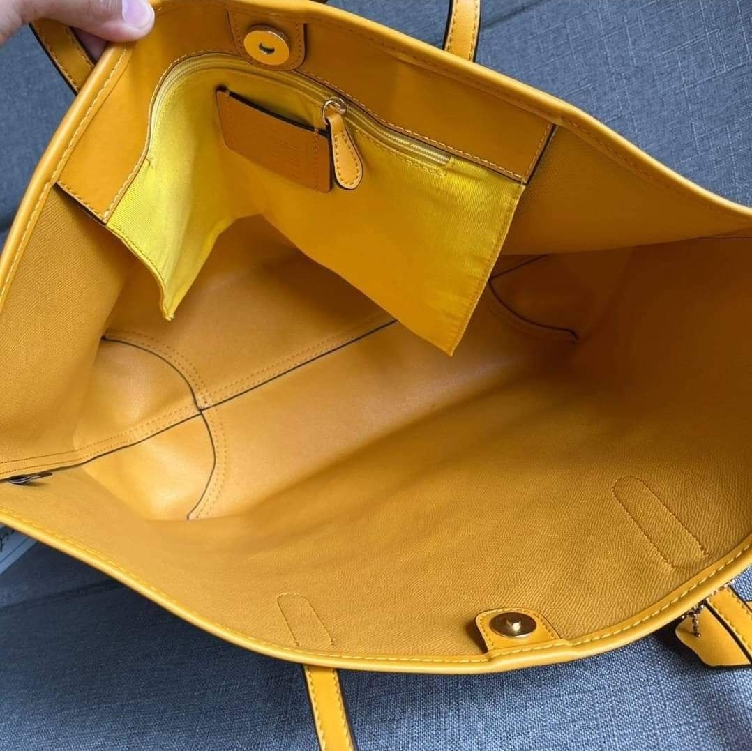 Coach City Tote in Signature Canvas with Varsity Motif Yellow for