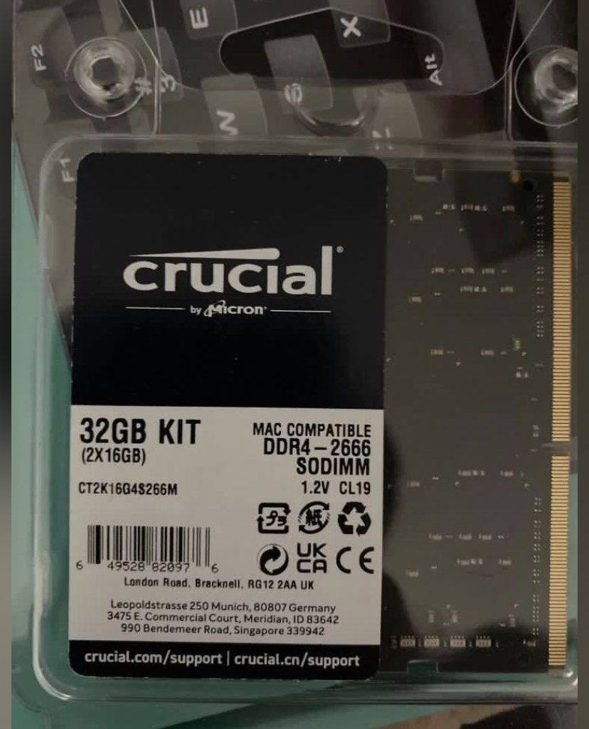 Crucial 32GB Kit (2 x 16GB) DDR4-2666 SODIMM | CT2K16G4SFRA266 