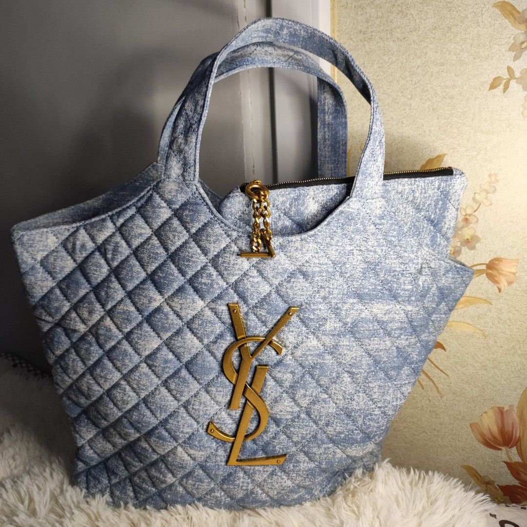 Ysl Icare Maxi Denim Tote Bag, Luxury, Bags & Wallets on Carousell