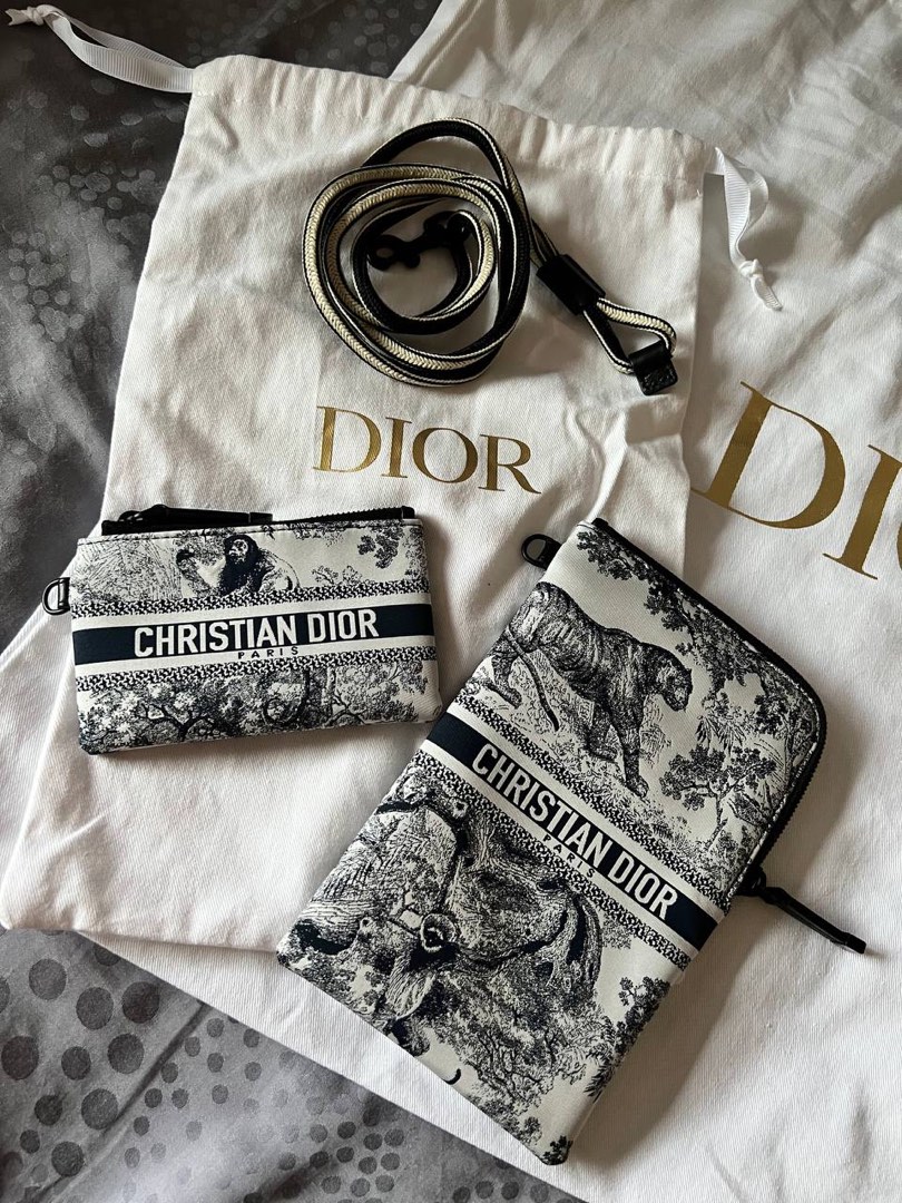 CHRISTIAN DIOR Technical Fabric Embroidered Toile De Jouy DiorTravel  Multifunction Pouch Blue 750974