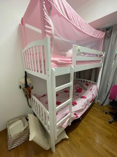 Double Deck Kids Bed Frame Only - White