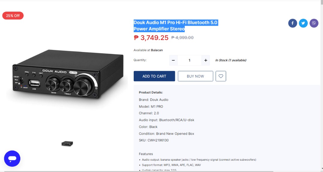 Douk Audio M1 Pro Hi-Fi Bluetooth 5.0 Power Amplifier Stereo, TV & Home ...