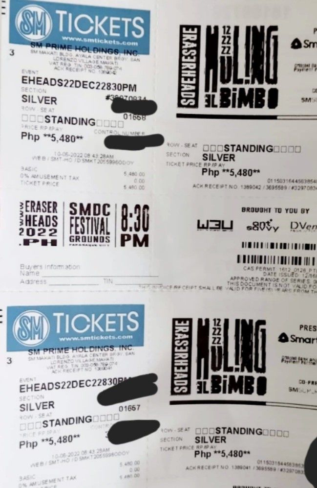 Eraserheads Ticket, Tickets & Vouchers, Event Tickets on Carousell