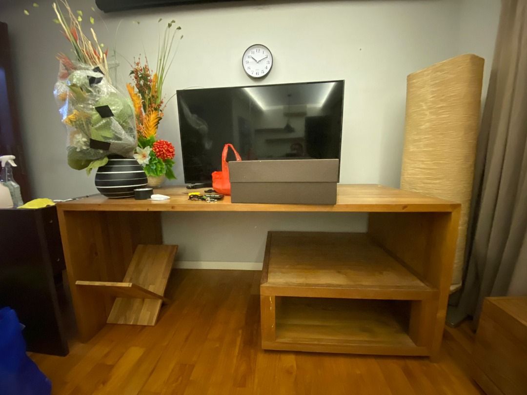 ethnicraft (nordic / belgic brand) solid teak wood office desk, duplex