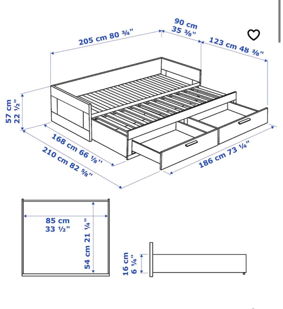 Free delivery IKEA white colour day bed frame with storage drawers