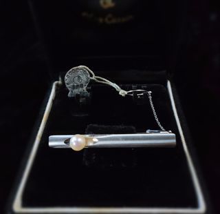 Genuine Pearl Silver Tie Pin Clasp