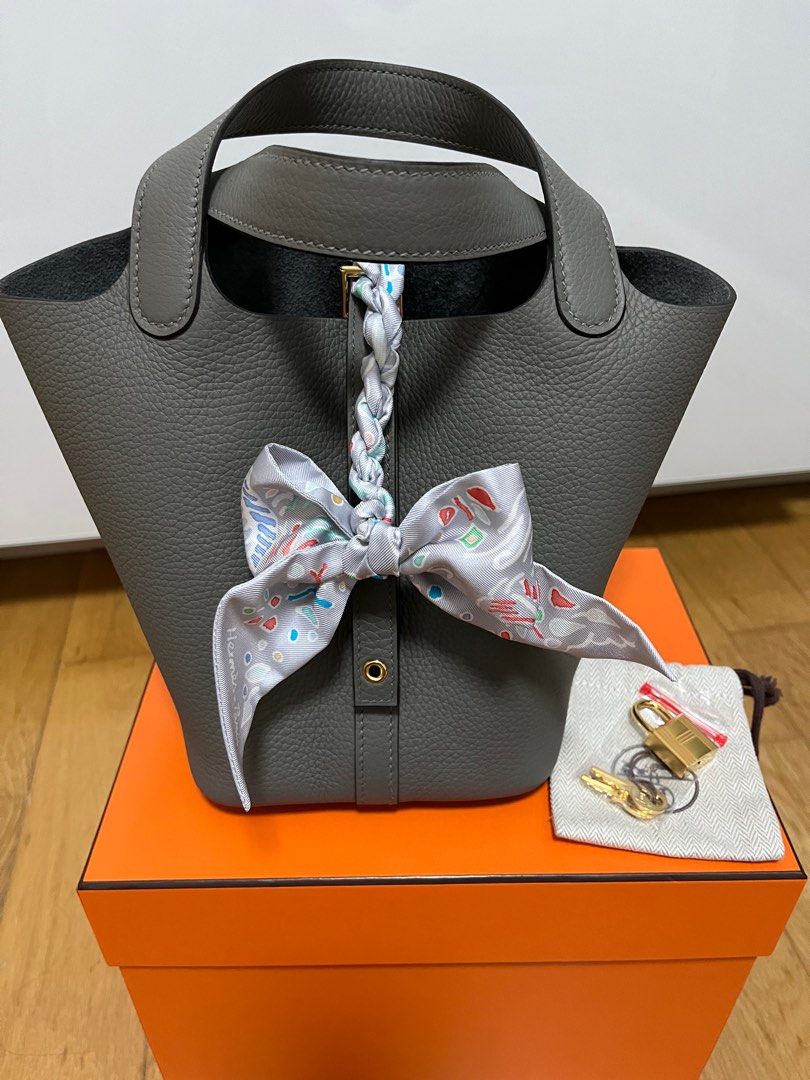 Hermes Picotin 18 Gris Meyer TC GHW, Luxury, Bags & Wallets on Carousell