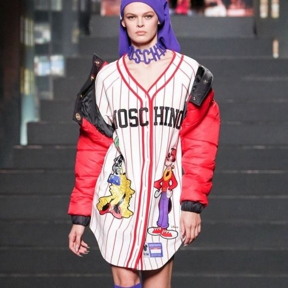 H M X Moschino HM Baseball Dress Goofy Disney Size XS