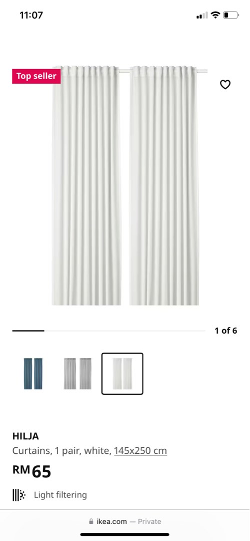 IKEA Curtains (HILJA) free postage, Furniture & Home Living, Home Decor ...