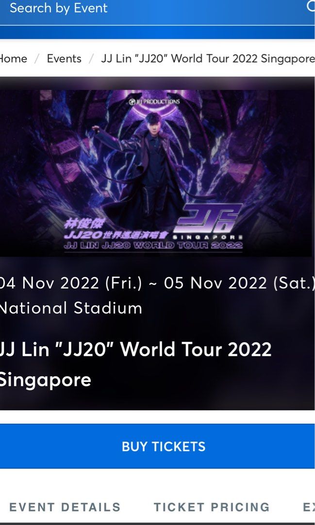 JJ lin Concert Tickets 4 Nov PB2, Tickets & Vouchers, Event Tickets on ...