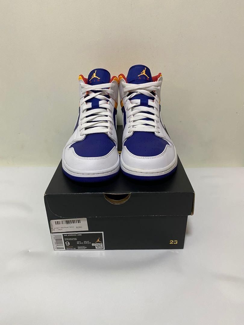 Jordan 1 Mid Royal Blue Laser Orange Men s Fashion Footwear Sneakers on Carousell