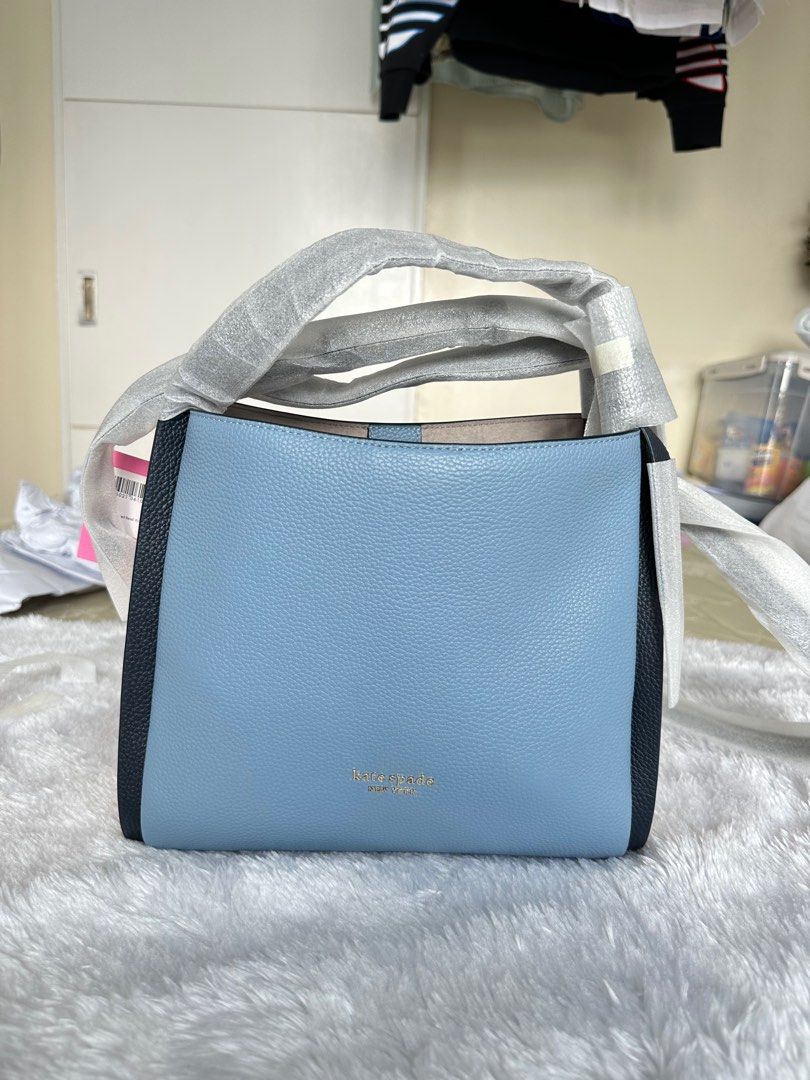 Kate Spade Knott Color-blocked Pebbled Leather Medium Crossbody Tote in  Blue