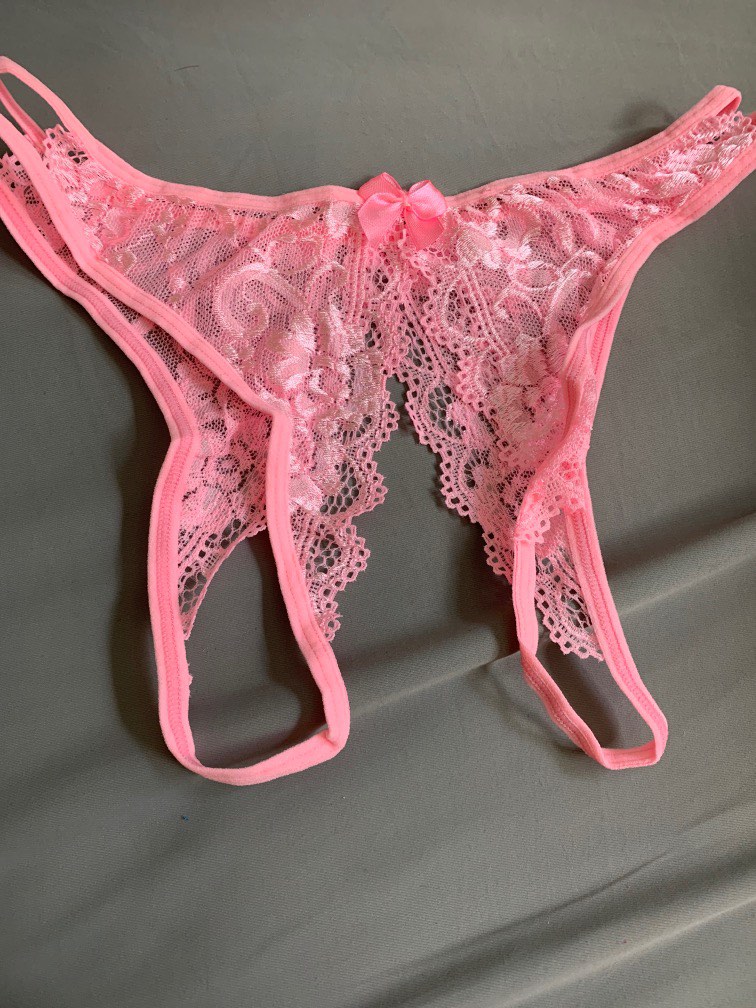 Lace Pink Open crotch undies, Women's Fashion, New Undergarments ...