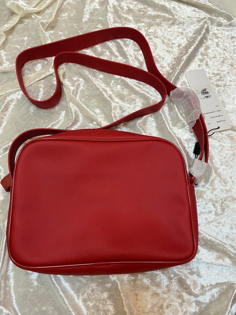 Lacoste NWT flame scarlet red crossover bag purse sf7