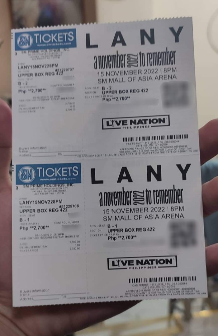 Lany Upper Box tickets, Tickets & Vouchers, Event Tickets on Carousell