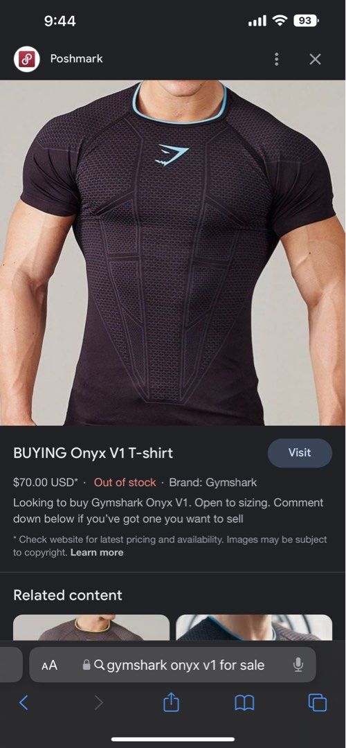 (IN SEARCH OF) of this onyx gymshark t shirt black and blue V1 tee