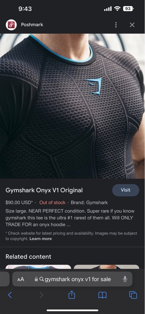 IN SEARCH OF) Gymshark v1 onyx hoodie