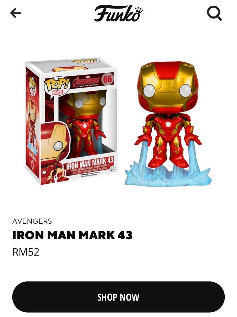 Funko pop iron man age sales of ultron