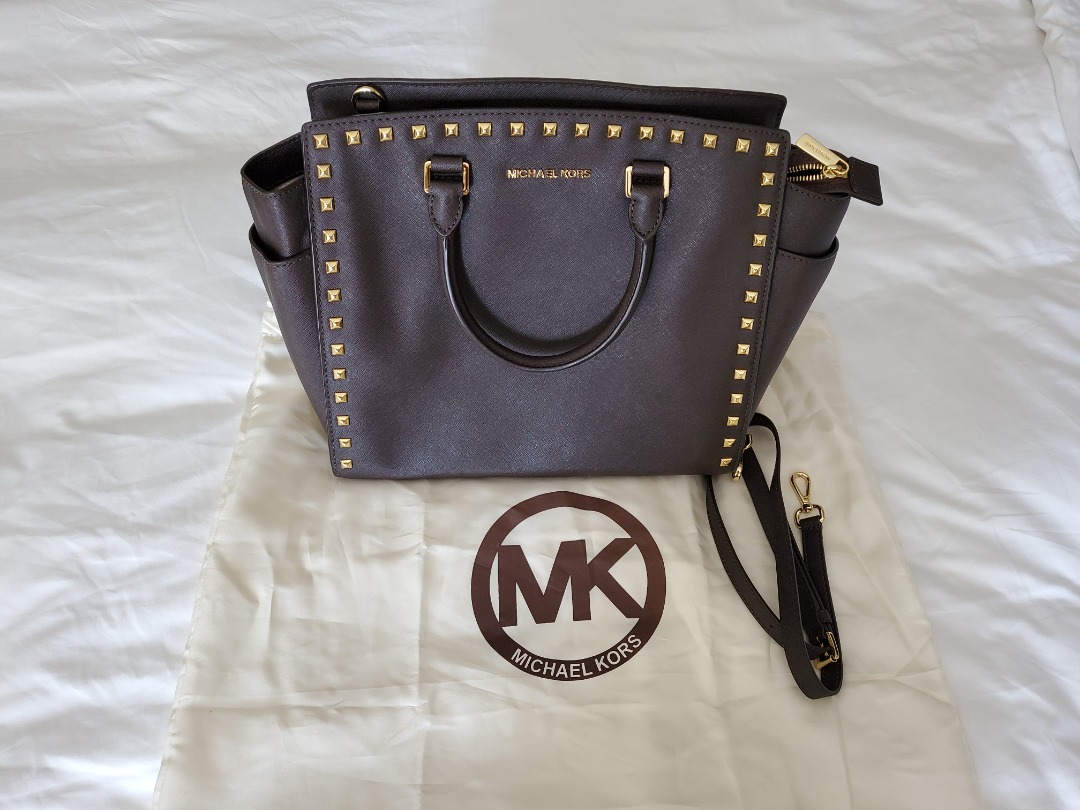 Michael Kors Selma Medium Satchel Crossbody Dark Dune