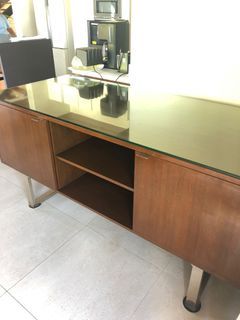 Mid Century Entertainment Console/buffet table. Very nice in actual.