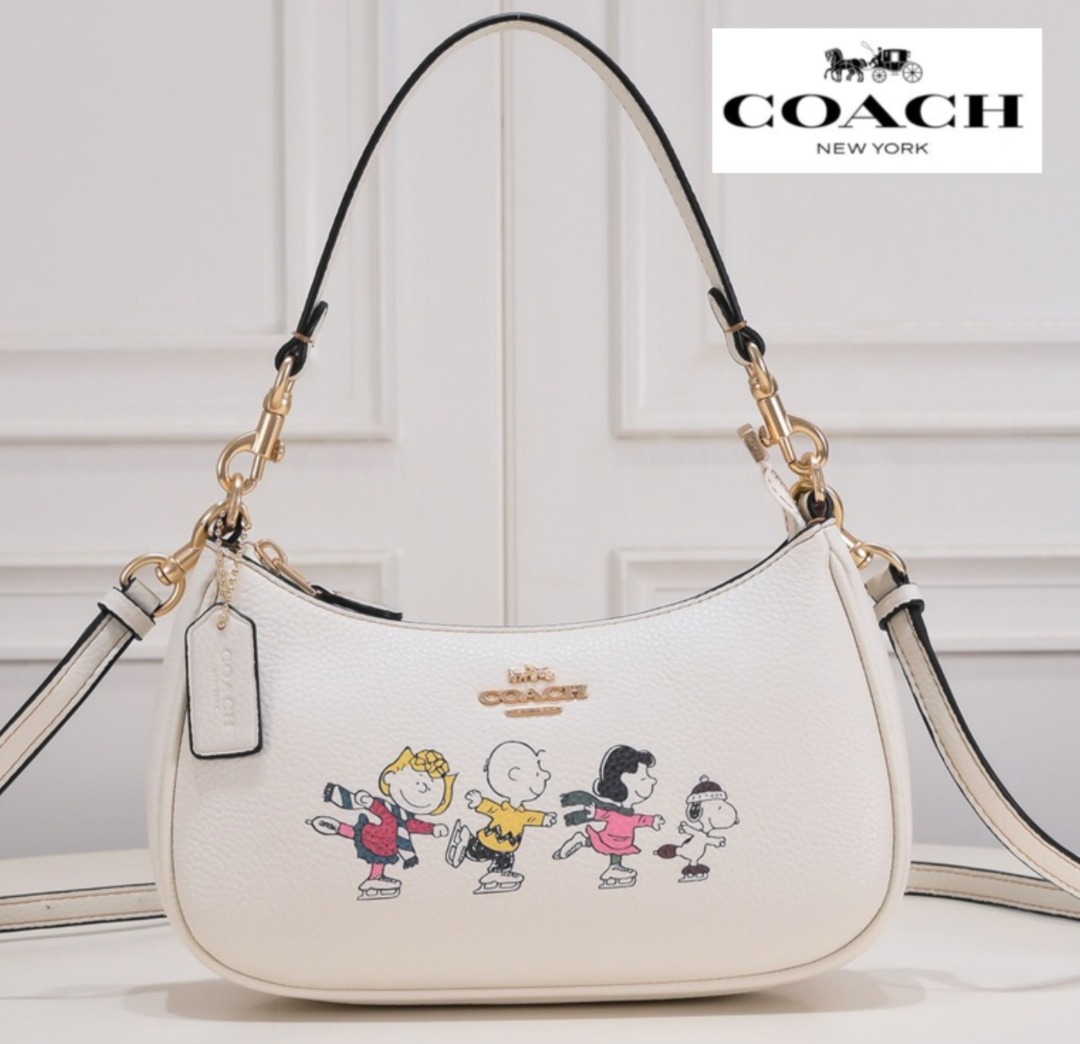 New Coach Original X PEANUTS TERI SHOULDER BAG WITH SNOOPY AND FRIENDS  MOTIF Crossbody Sling Shoulder Bag For Women Come With Complete Set  Suitable for Gift, Luxury, Bags & Wallets on Carousell