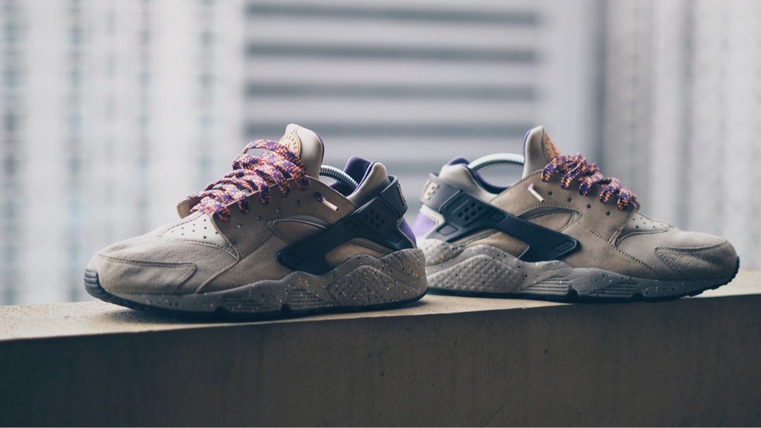Nike air huarache run premium cheap linen/ golden beige-black