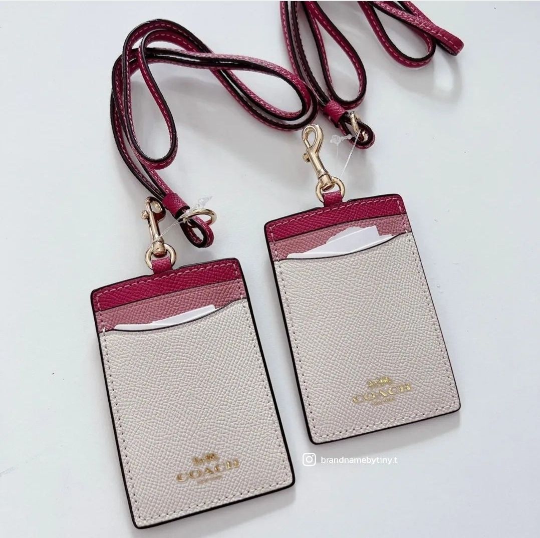 Original Coach ID Lanyard In Crossgrain Leather Colorblock In Chalk ...