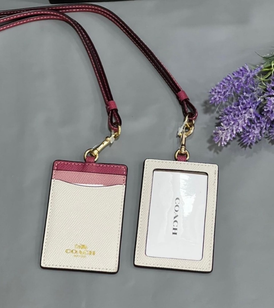 Original Coach ID Lanyard In Crossgrain Leather Colorblock In Chalk ...