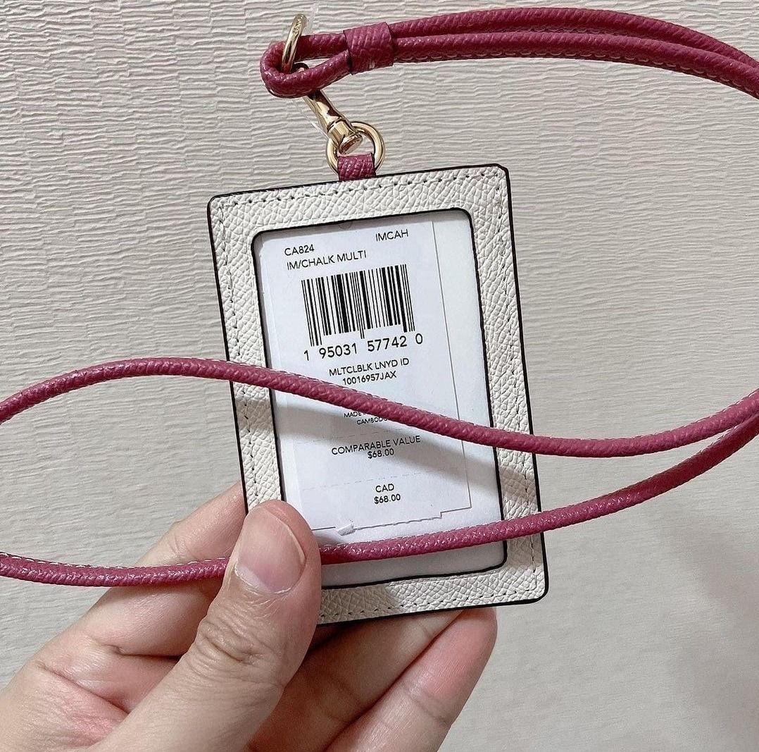Original Coach ID Lanyard In Crossgrain Leather Colorblock In Chalk ...