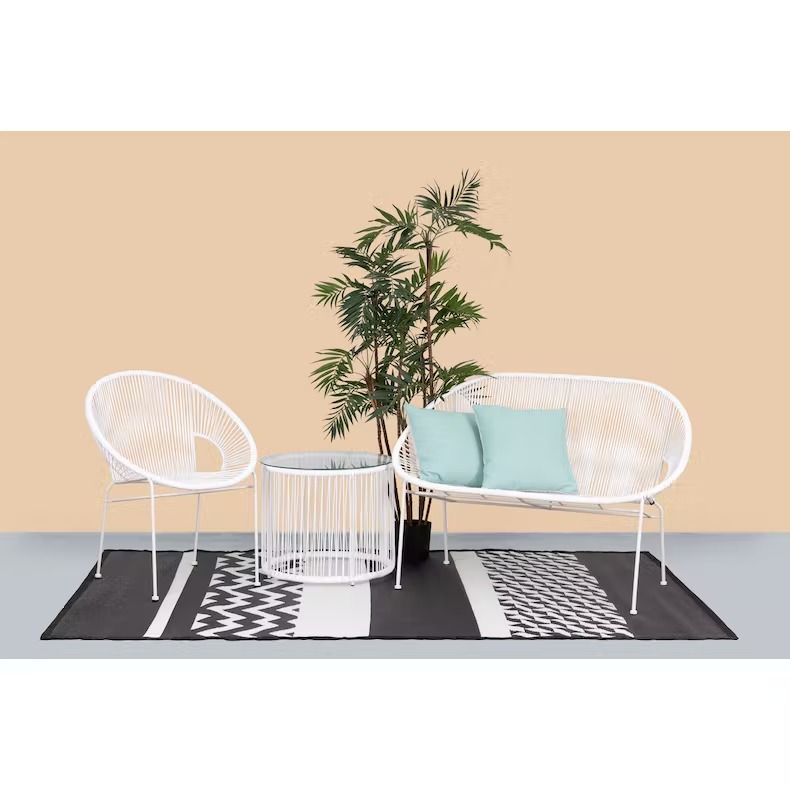 [Outdoor/Indoor] White Acapulco Mexican vinyl cord Furniture full set