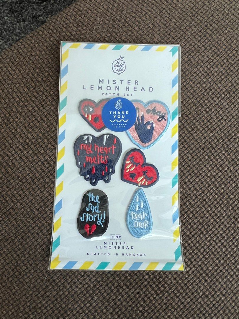 patch set (Category: Handmade Craft) located in Singapore. Submitted by 7ydia (Listing ID 1194594837, Image 1). Description: bought from mister lemonhead in bangkok!! brand new, never opened but one of the patches isn’t sticking to the paper anymore letting this set go at $10!!! bought it at $15 a few years ago. rly cute to iron on to your bags or jackets :)).