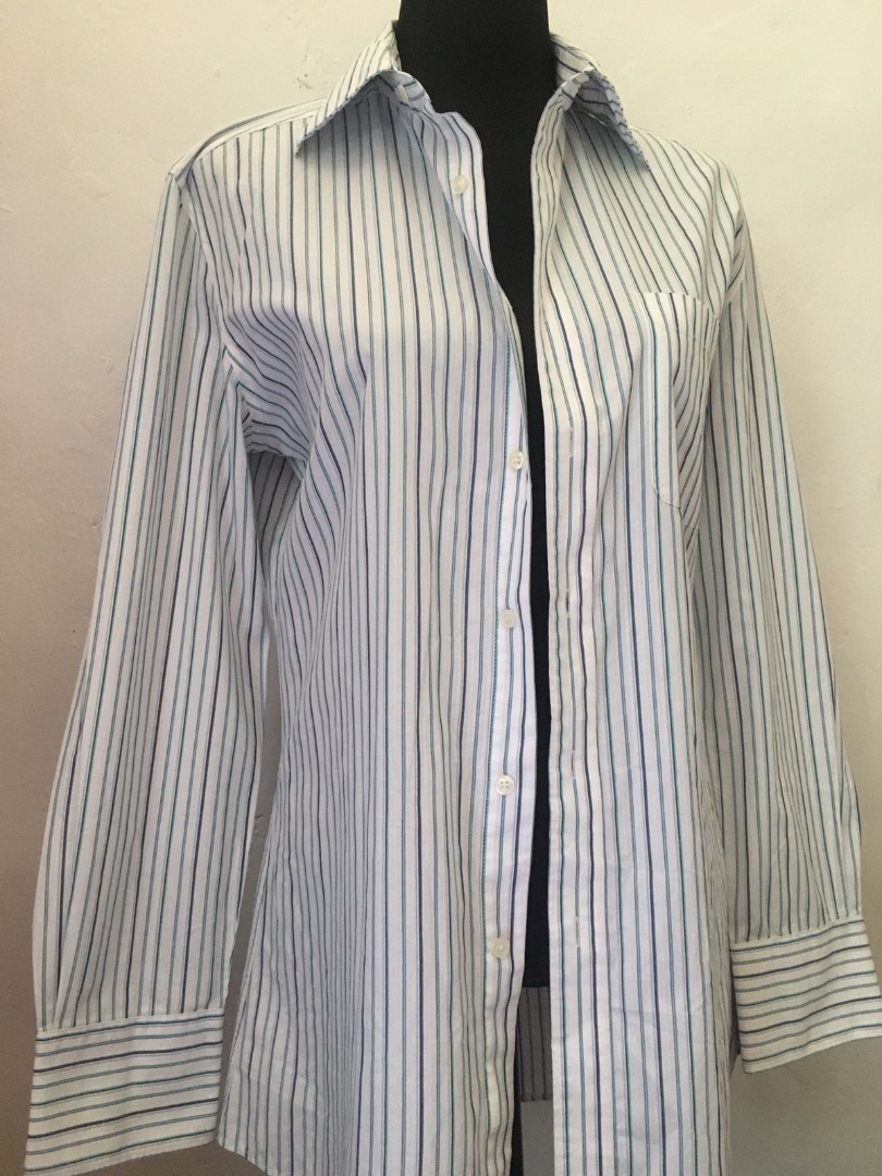 Gray & Silver Pinstripe Button Down (S) main image 1