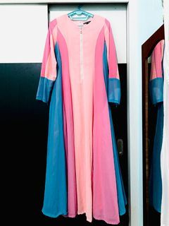 Rainbow Dress Colourful Maxi Dress Abaya Jubah Muslimah Dress Muslimah Jubah Kaftan Long Dress Women Dress Labuh Murah Cantik