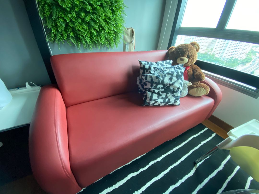 Red Sofa, Furniture & Home Living, Furniture, Sofas on Carousell