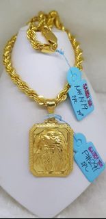 Saudi Gold 18K Necklaces W/Pendant Mens 6Grams