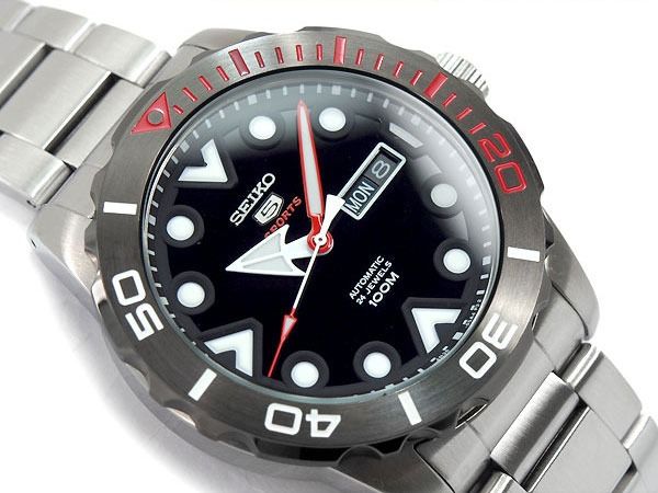 Seiko 5 Sports Black Dial Stainless Steel Automatic Watch SRPA07 SRPA07K1