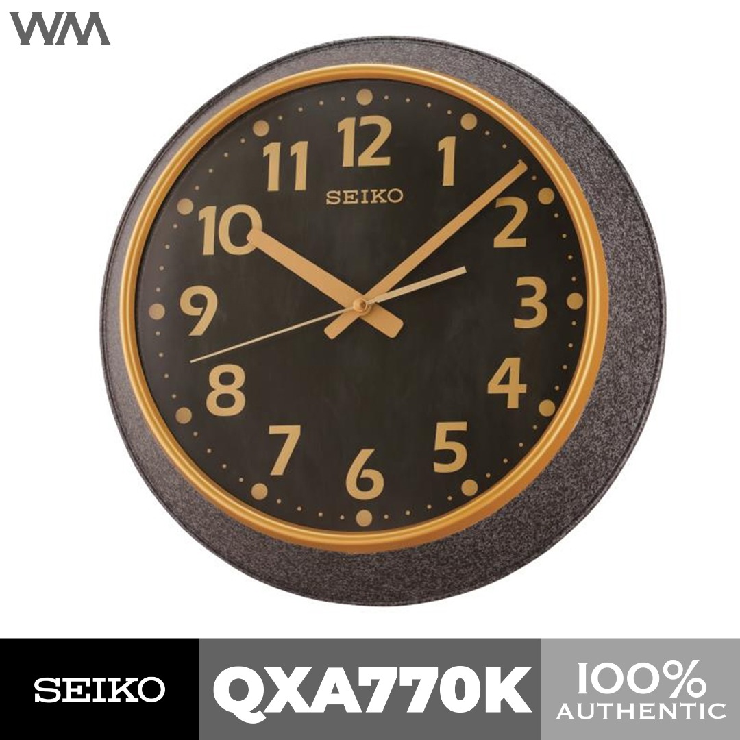 Seiko Analog Quiet Sweep Hand Black Dial Wall Clock QXA770K, Furniture ...