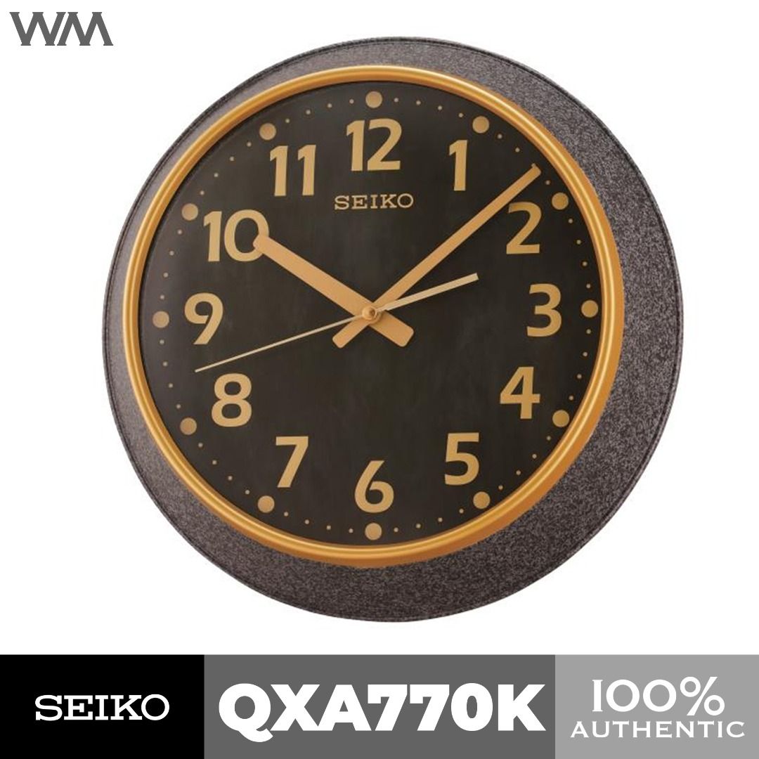 Seiko Analog Quiet Sweep Hand Black Dial Wall Clock QXA770K, Furniture