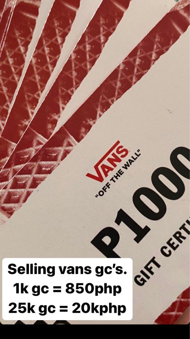 Selling Vans Gift Certificate Tickets Vouchers Vouchers on Carousell