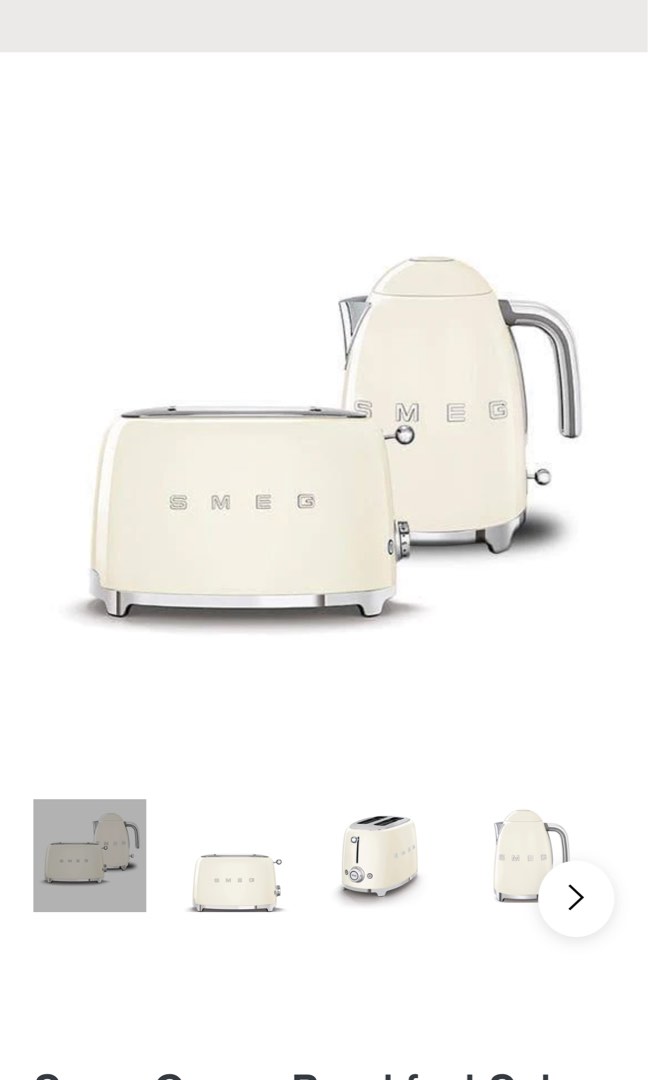 Smeg Cream Breakfast set kettle and toaster, TV & Home Appliances, Kitchen Appliances, Kettles