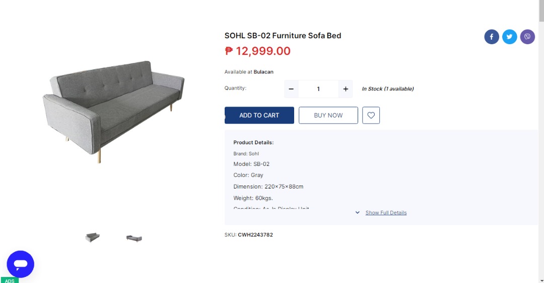 SOHL SB02 Furniture Sofa Bed, Furniture & Home Living, Furniture
