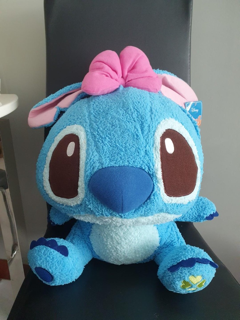 Stitch Pink Ribbon Plushie Authentic not sold in stores, Hobbies & Toys