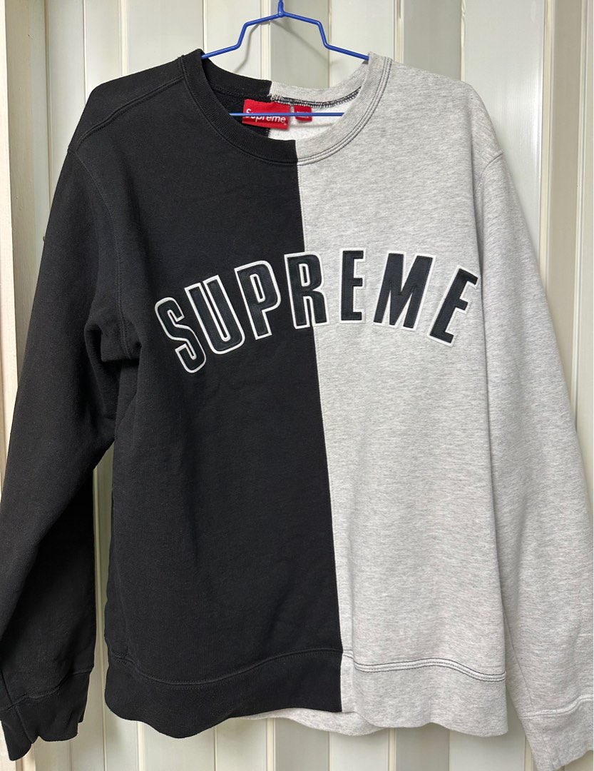 supreme Split Crewneck, 名牌, 服裝- Carousell